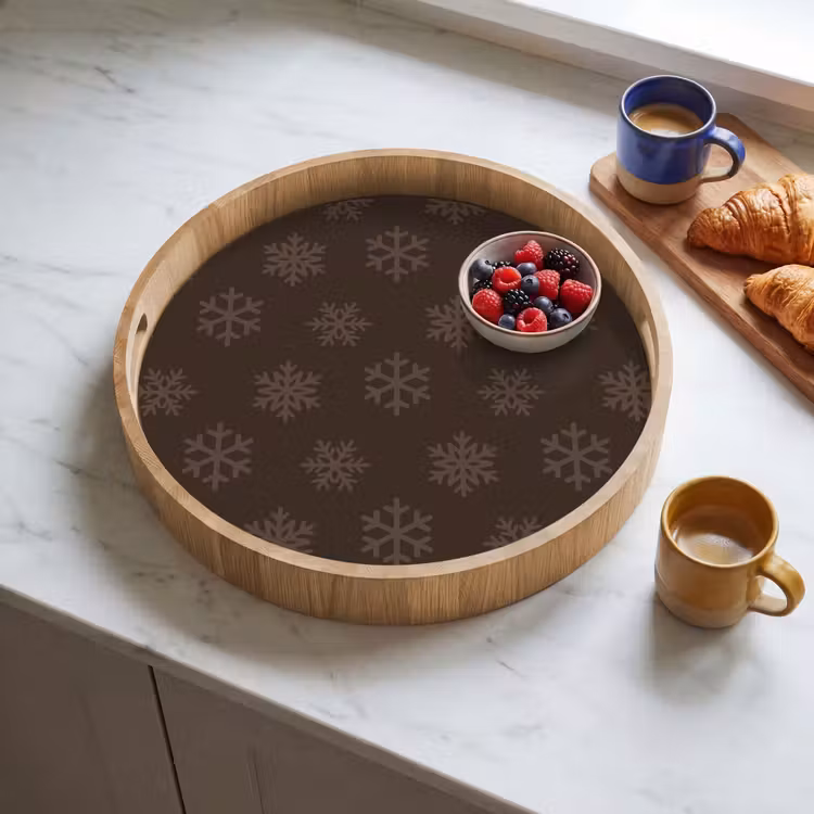 Tablett - Schneeflocke – Braun – Weihnachten — 4