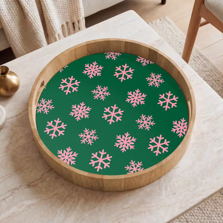 Tablett - Schneeflocke – Grün – Rosa – Weihnachten — 2