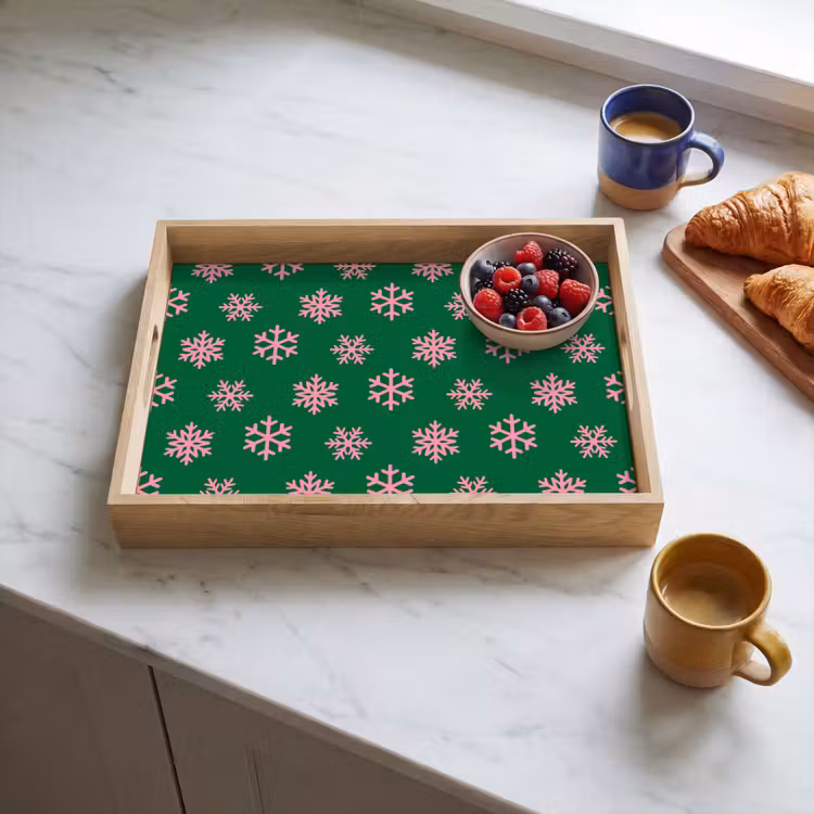 Tablett - Schneeflocke – Grün – Rosa – Weihnachten — 4