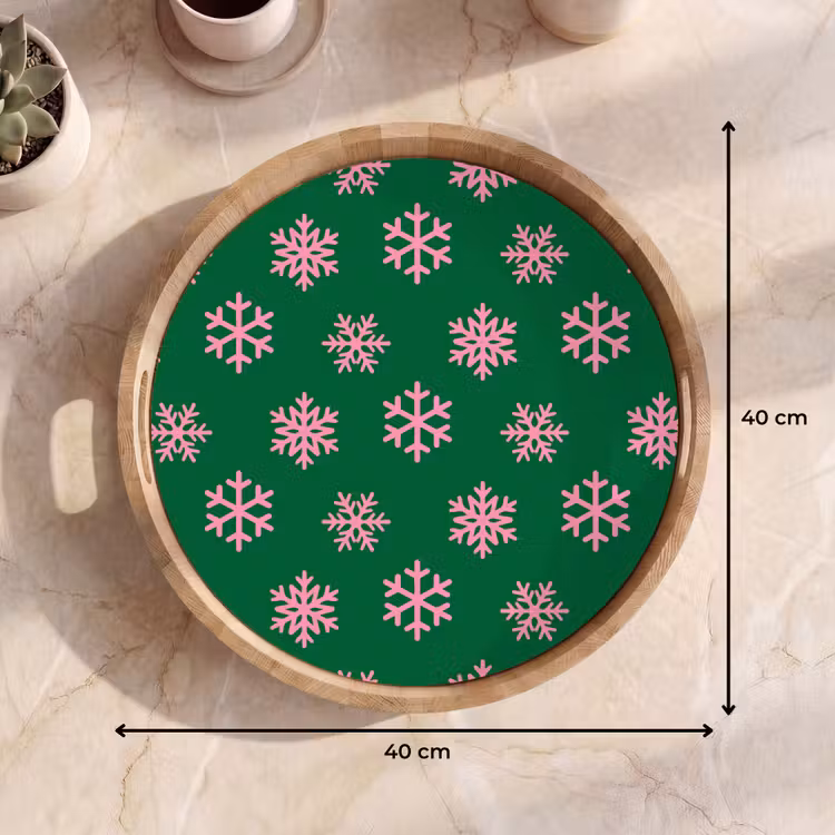 Tablett - Schneeflocke – Grün – Rosa – Weihnachten — 9