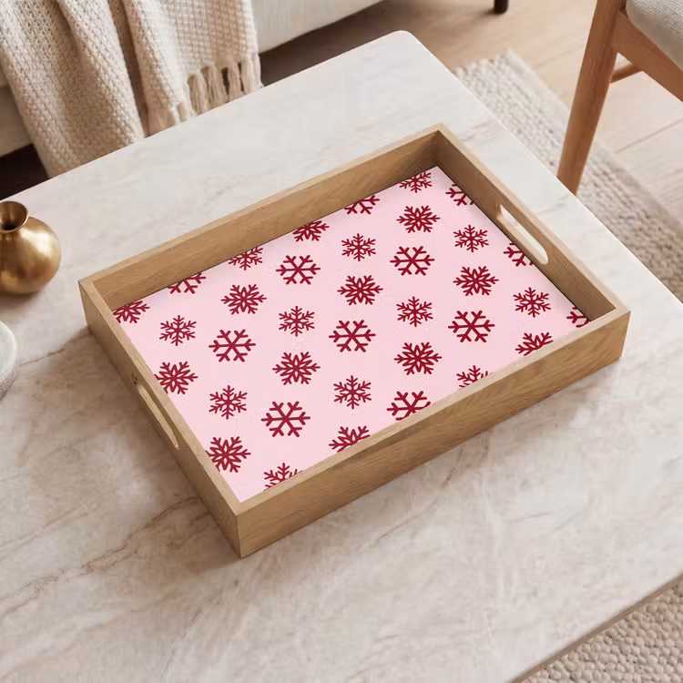 Tablett - Schneeflocke – Rosa – Rot – Weihnachten — 2