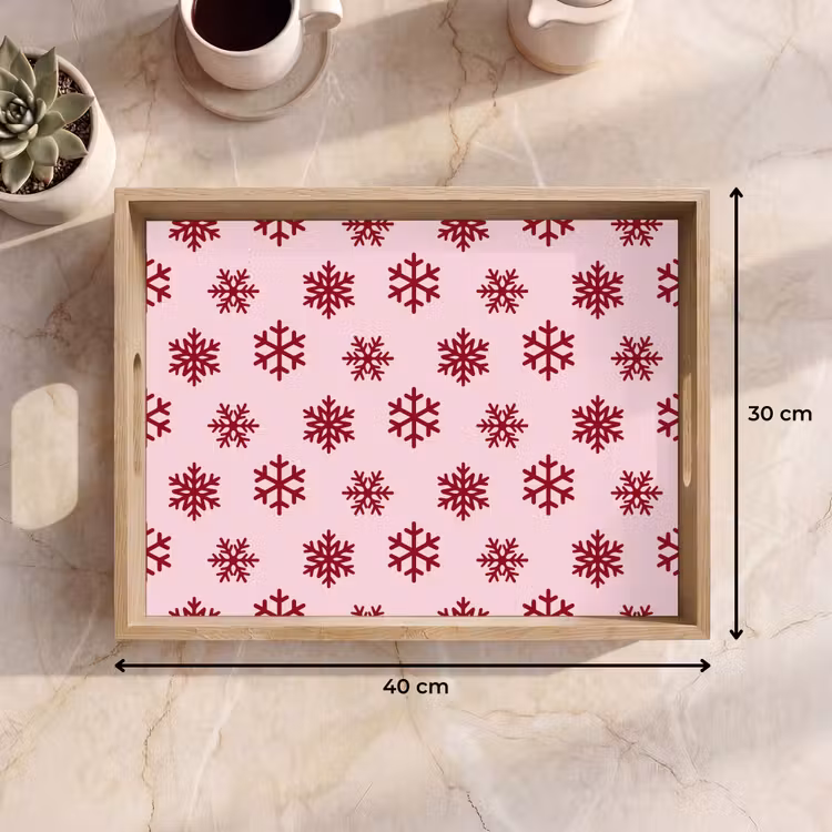 Tablett - Schneeflocke – Rosa – Rot – Weihnachten — 9