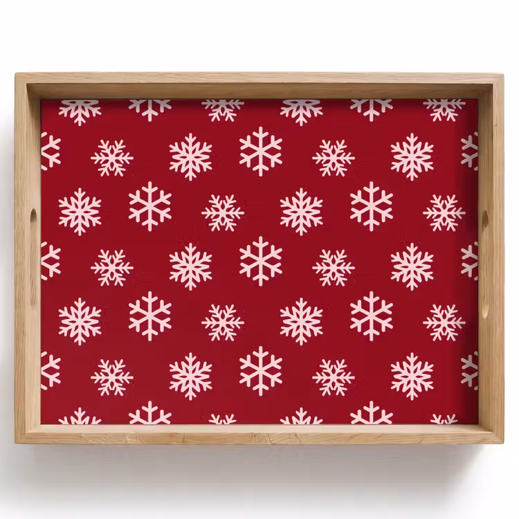 Tablett - Schneeflocke – Rot – Rosa – Weihnachten — 1