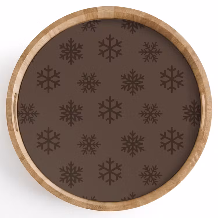 Tablett - Schneeflocke – Weihnachten – Braun — 1
