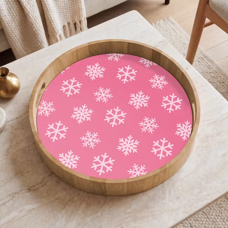 Tablett - Schneeflocke – Weihnachten – Rosa — 2