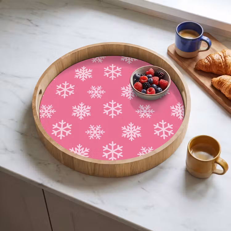 Tablett - Schneeflocke – Weihnachten – Rosa — 4