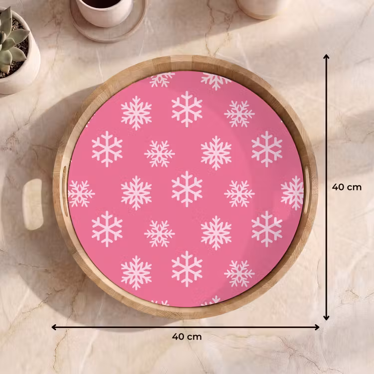 Tablett - Schneeflocke – Weihnachten – Rosa — 9