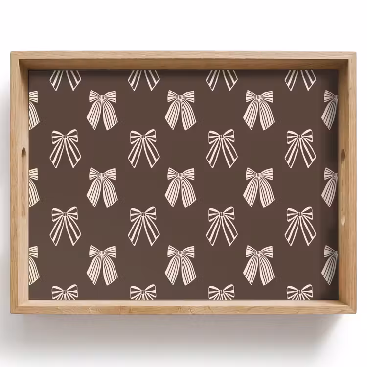 Tablett - Schleifen – Weihnachten – Braun – Cremefarben — 1