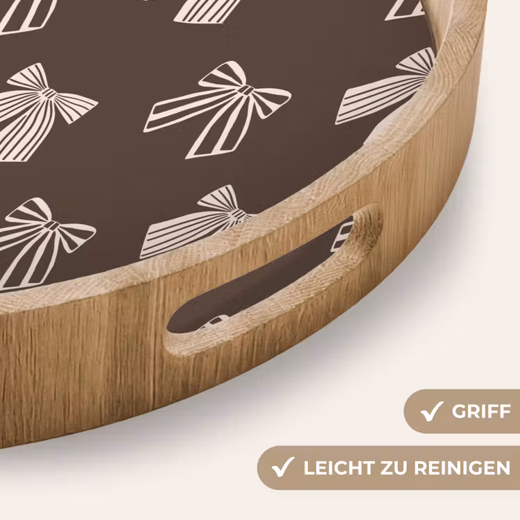 Tablett - Schleifen – Weihnachten – Braun – Cremefarben — 5