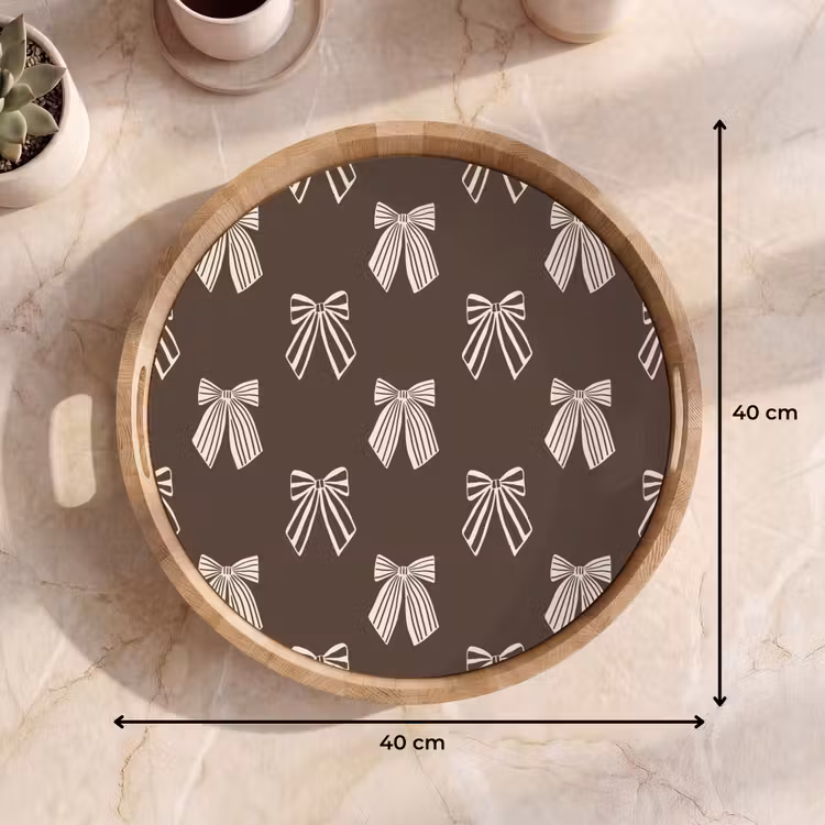 Tablett - Schleifen – Weihnachten – Braun – Cremefarben — 9