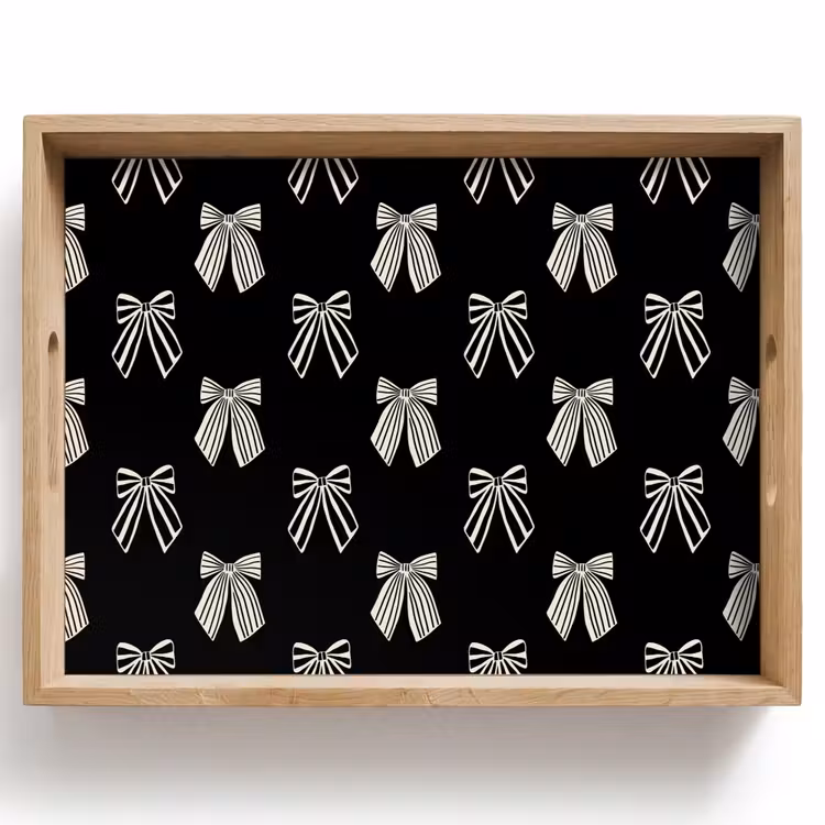 Tablett - Schleifen – Weihnachten – Creme – Schwarz — 1
