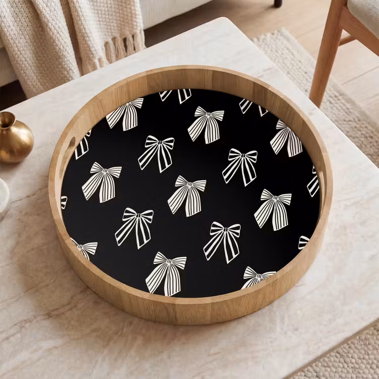 Tablett - Schleifen – Weihnachten – Creme – Schwarz — 2