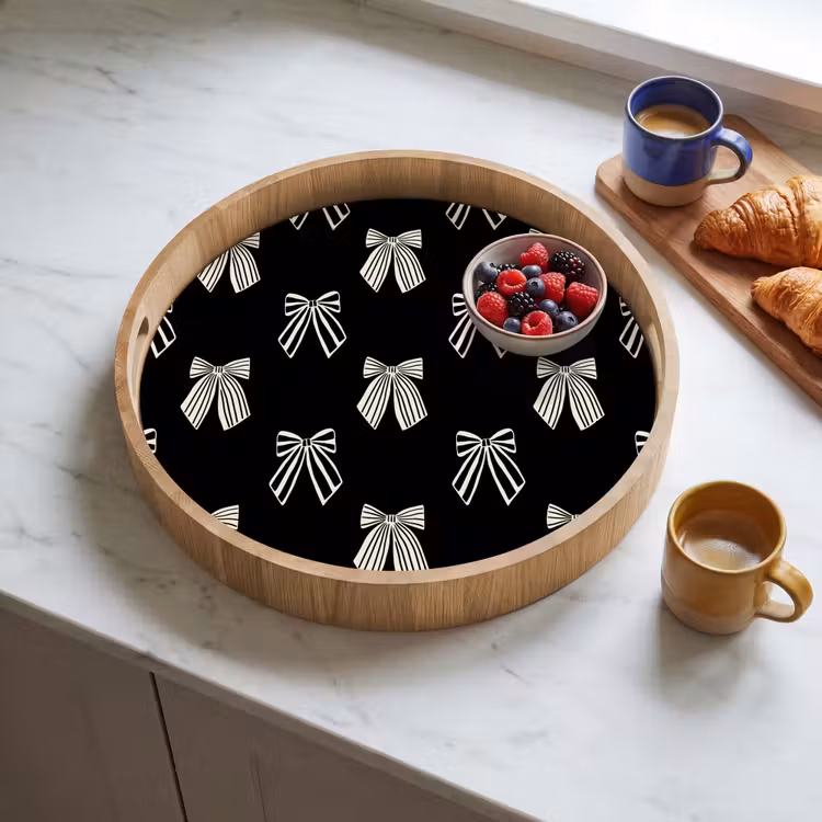 Tablett - Schleifen – Weihnachten – Creme – Schwarz — 4