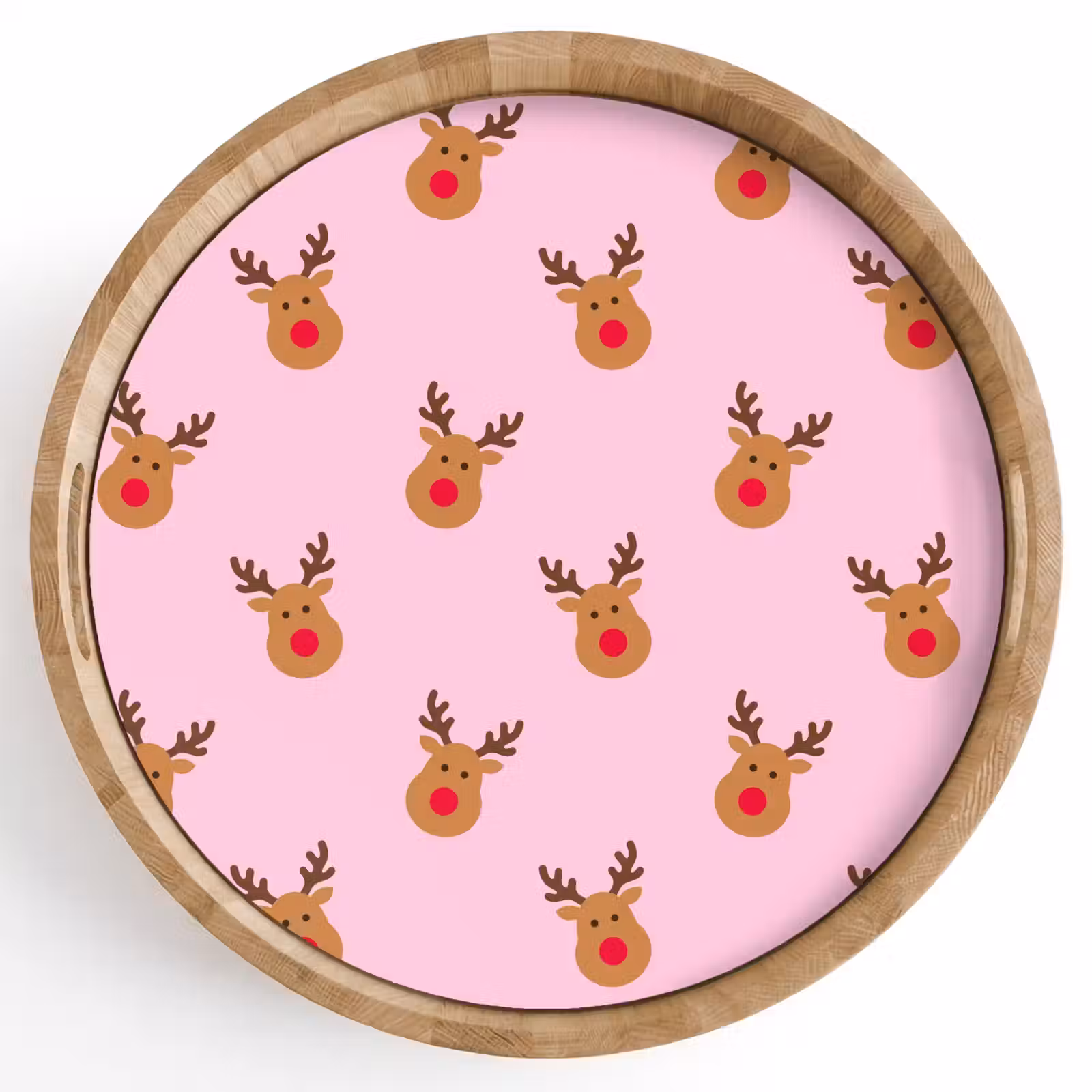 Tablett - Rentiere – Weihnachten – Rosa – Rot — 1