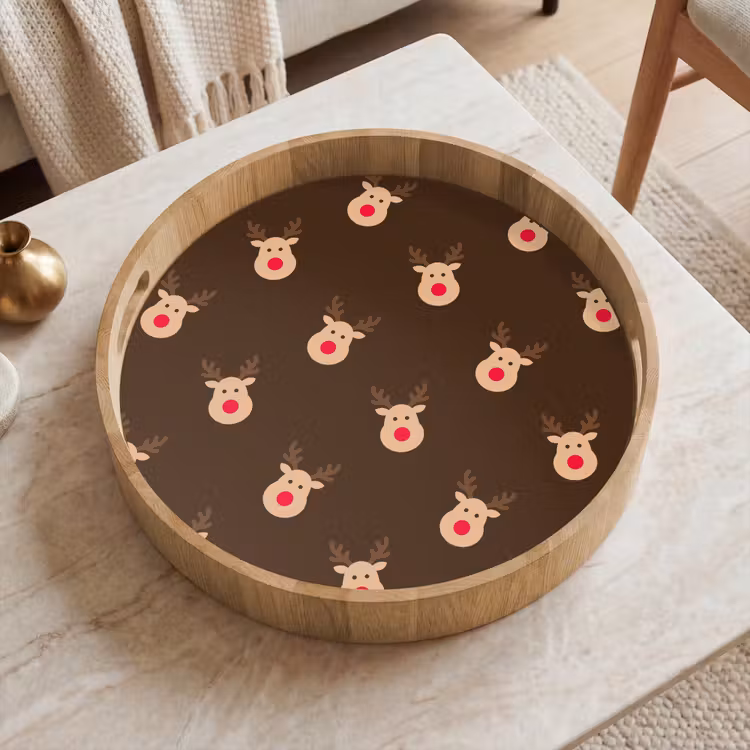 Tablett - Rentiere – Weihnachten – Braun — 2