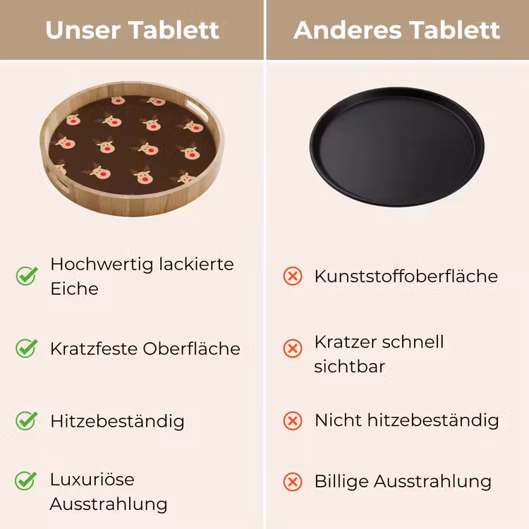 Tablett - Rentiere – Weihnachten – Braun — 3