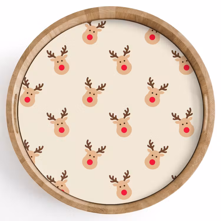 Tablett - Rentiere – Weihnachten – Creme — 1