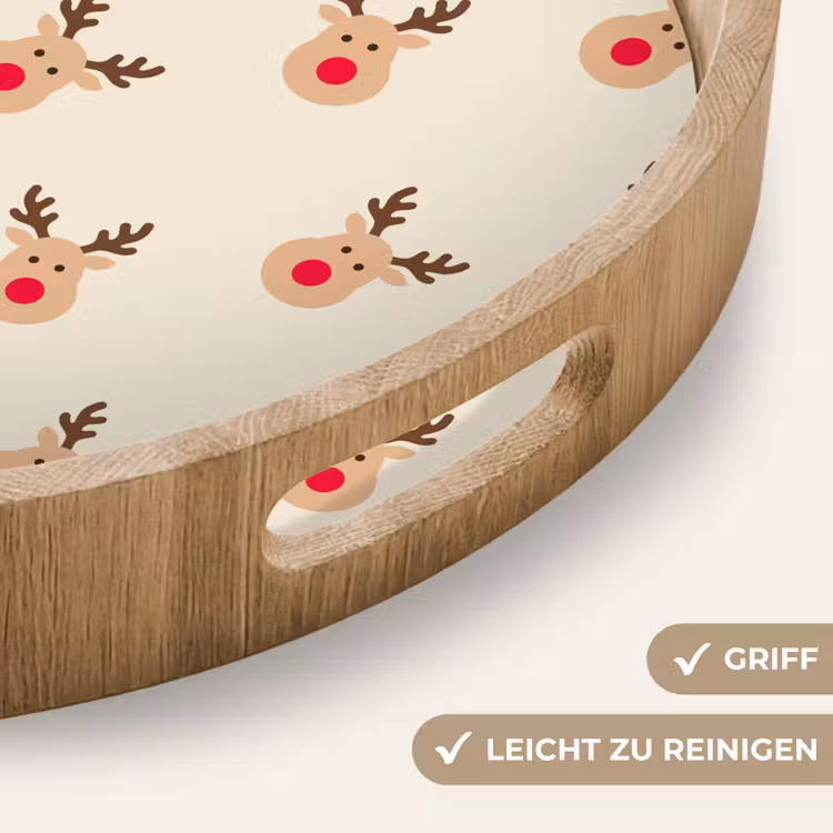 Tablett - Rentiere – Weihnachten – Creme — 5