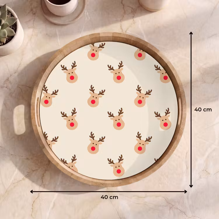 Tablett - Rentiere – Weihnachten – Creme — 9