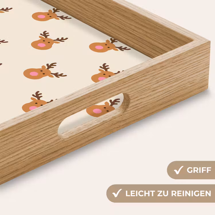 Tablett - Rentiere – Weihnachten – Creme – Rosa — 5