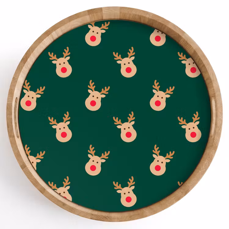 Tablett - Rentiere – Weihnachten – Grün — 1