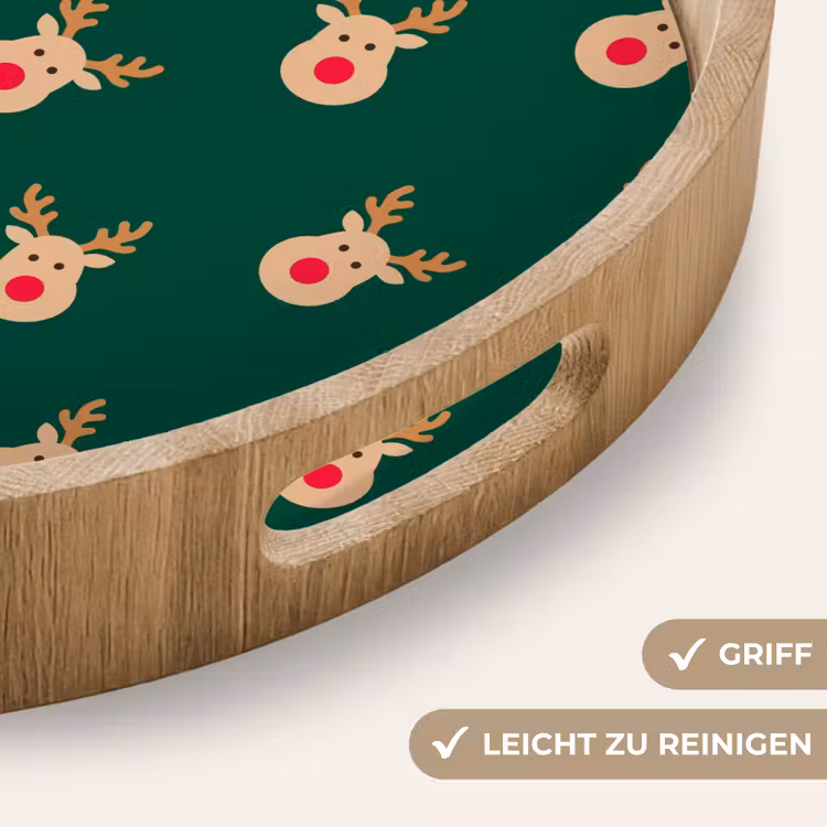 Tablett - Rentiere – Weihnachten – Grün — 5