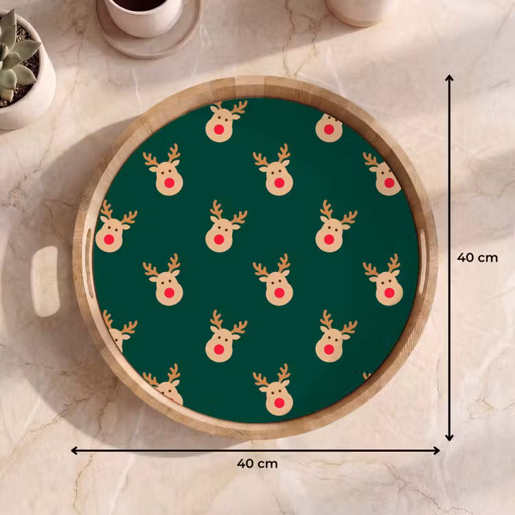 Tablett - Rentiere – Weihnachten – Grün — 9