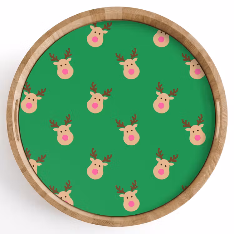 Tablett - Rentiere – Weihnachten – Neon – Grün — 1
