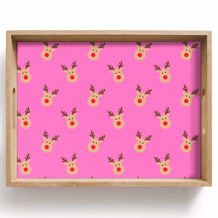 Tablett - Rentiere – Weihnachten – Neon – Rosa — 1