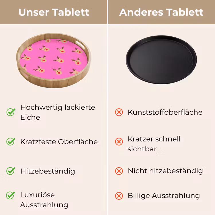 Tablett - Rentiere – Weihnachten – Neon – Rosa — 3