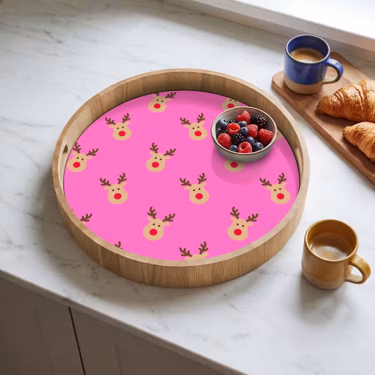 Tablett - Rentiere – Weihnachten – Neon – Rosa — 4