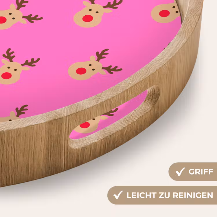 Tablett - Rentiere – Weihnachten – Neon – Rosa — 5