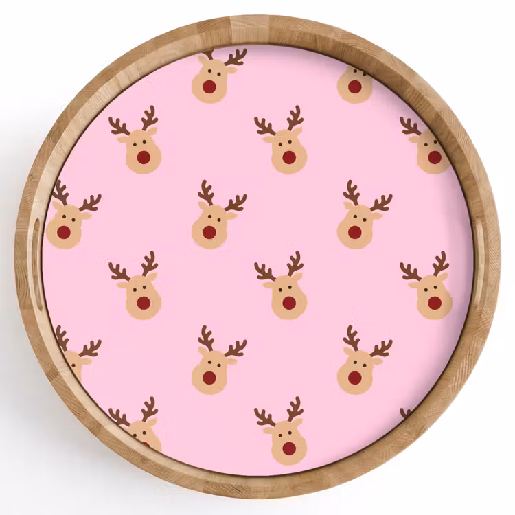 Tablett - Rentiere – Weihnachten – Rosa — 1