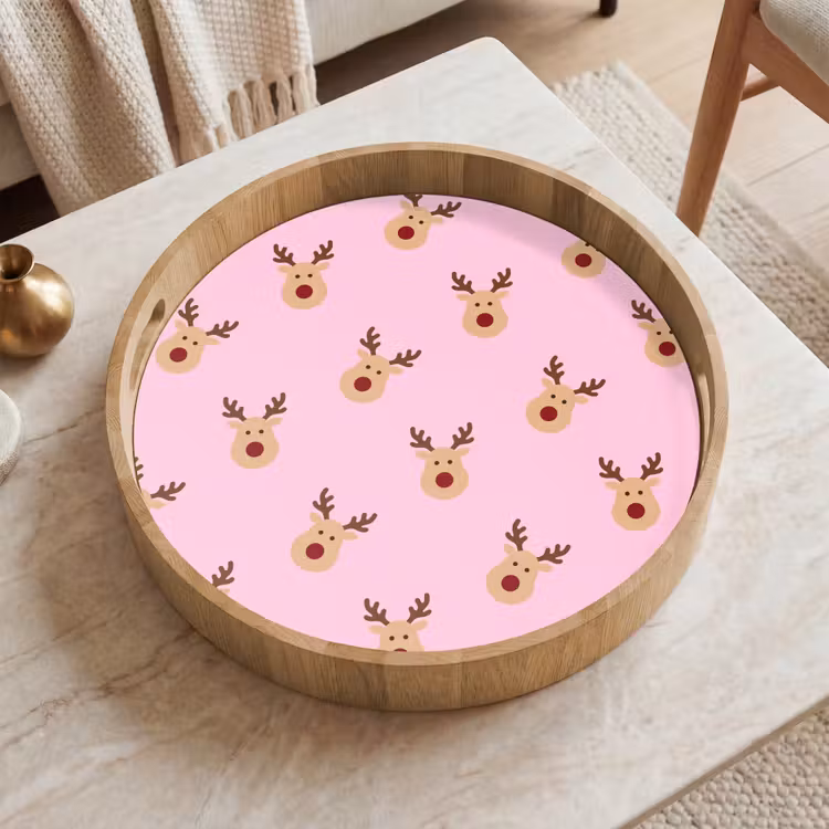 Tablett - Rentiere – Weihnachten – Rosa — 2