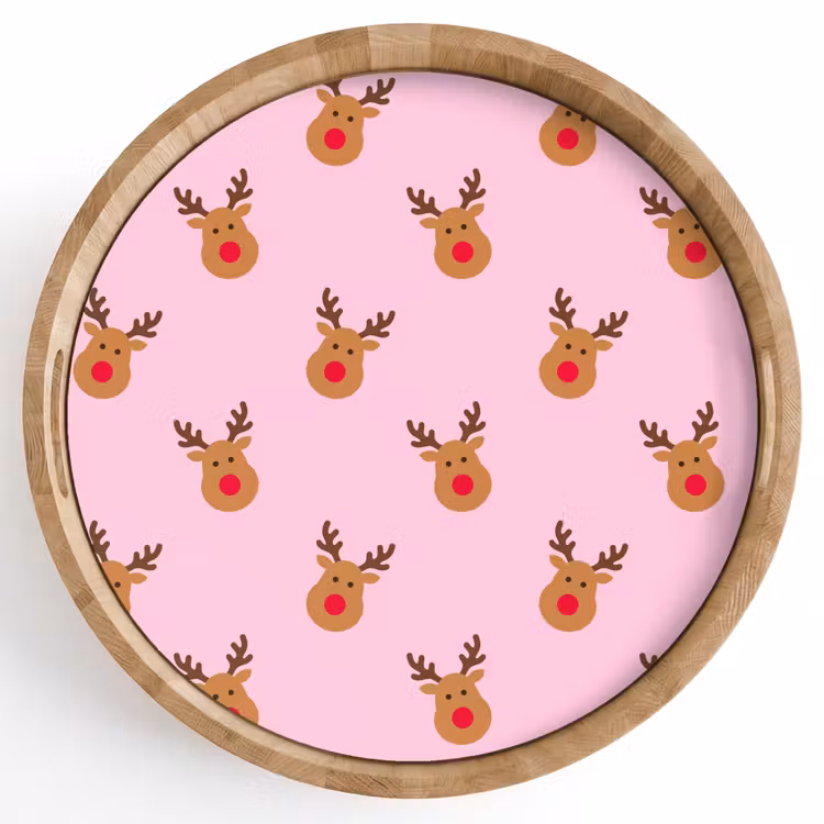 Tablett - Rentiere – Weihnachten – Rosa – Rot — 1