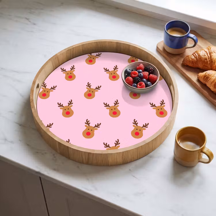 Tablett - Rentiere – Weihnachten – Rosa – Rot — 4