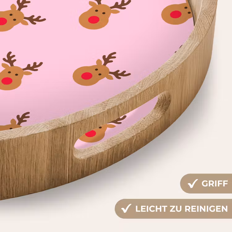 Tablett - Rentiere – Weihnachten – Rosa – Rot — 5