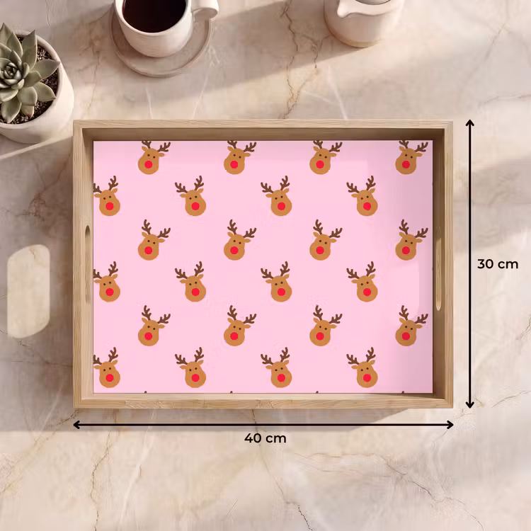 Tablett - Rentiere – Weihnachten – Rosa – Rot — 9