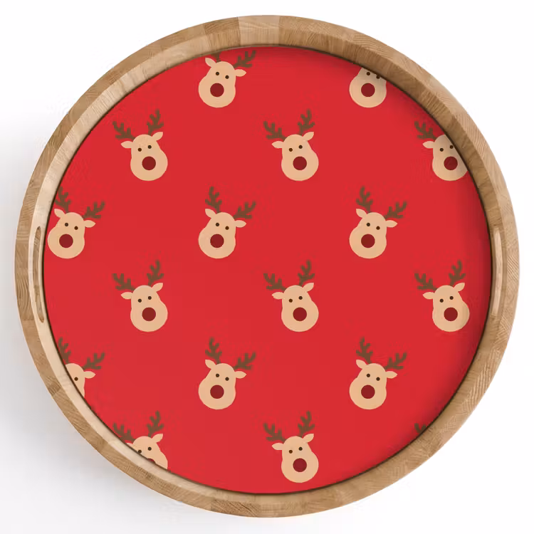 Tablett - Rentiere – Weihnachten – Rot — 1