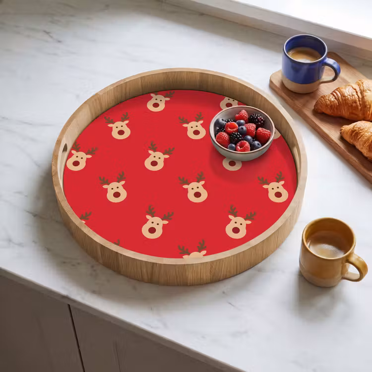 Tablett - Rentiere – Weihnachten – Rot — 4