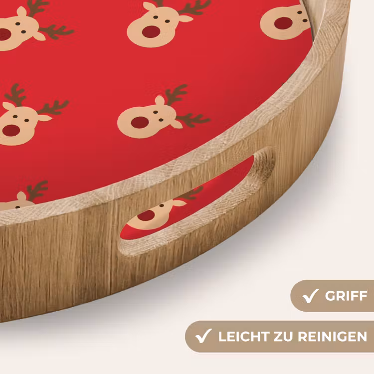 Tablett - Rentiere – Weihnachten – Rot — 5