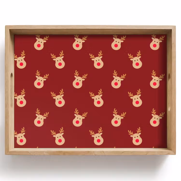 Tablett - Rentiere – Weihnachten – Rot – Braun — 1