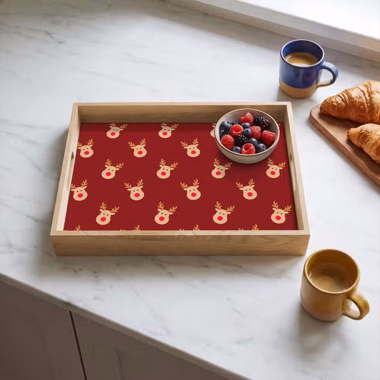Tablett - Rentiere – Weihnachten – Rot – Braun — 4