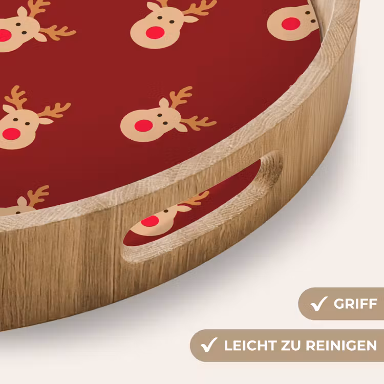 Tablett - Rentiere – Weihnachten – Rot – Braun — 5