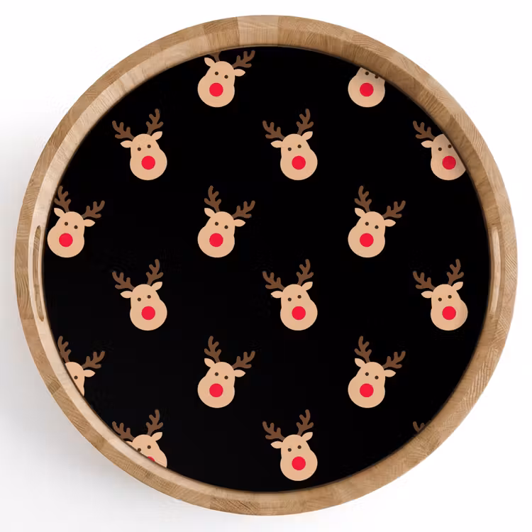 Tablett - Rentiere – Weihnachten – Schwarz — 1