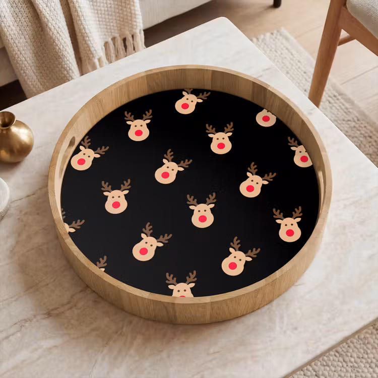 Tablett - Rentiere – Weihnachten – Schwarz — 2