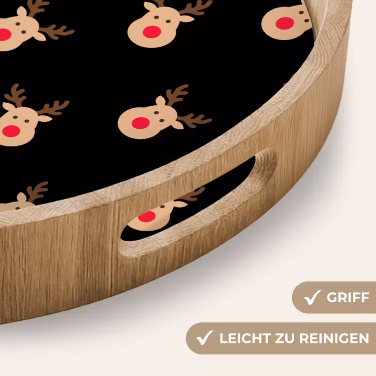 Tablett - Rentiere – Weihnachten – Schwarz — 5