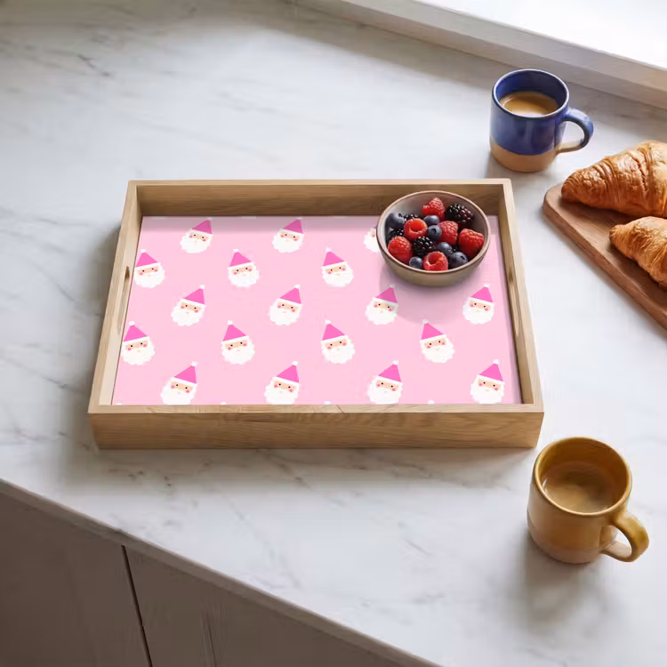 Tablett - Weihnachtsmann – Weihnachten – Rosa – Pastell — 4