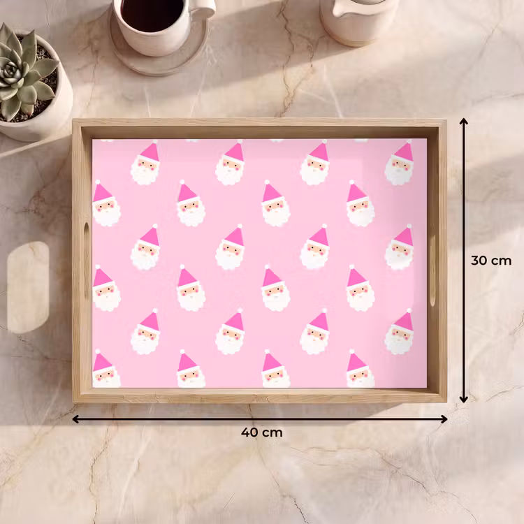 Tablett - Weihnachtsmann – Weihnachten – Rosa – Pastell — 9