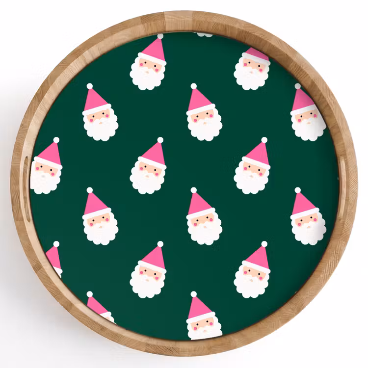 Tablett - Weihnachtsmann – Weihnachten – Grün – Rosa — 1